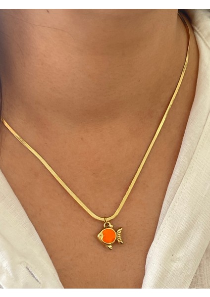 316 L Çelik Özel Tasarım Renkli Balık Paslanmaz Kararmaz Çelik Kolye