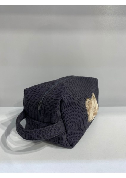 Sivı Geçirmez Waffle Ayıcık Nakışlı Seyahat Makyaj Çantası 20X12X12 cm modelleri