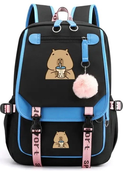 Okul Sırt Çantası Çocuklar Için Genç Kawaii Capya Schoolbag Kızlar Erkek Çocuklar Sırt Çantası Genç Bagpack USB Şarj Kitap Çantası Renk: Mavi (Yurt Dışından)