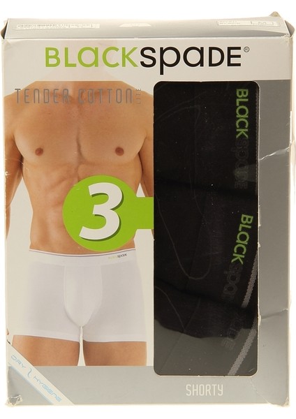 9670 ERKEK TENDER COTTON SHORTY 3 LÜ SİYAH BOXER