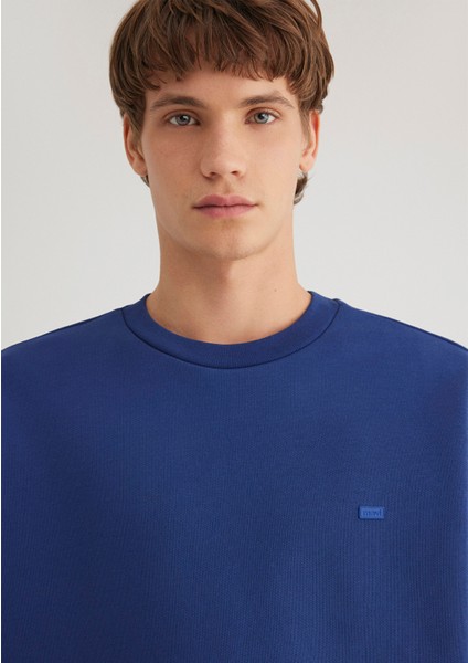 Bisiklet Yaka Mavi Basic Sweatshirt 0S10348-70722