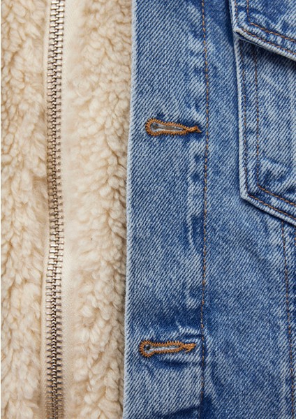 Rubina 90lar Açık Mavi Suni Kürklü Jean Ceket 1110278-88589