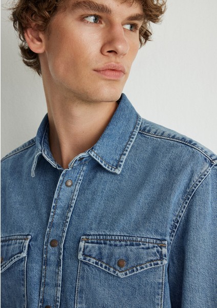 Ted Indigo Mavisi Denim Jean Gömlek 0210909-87933