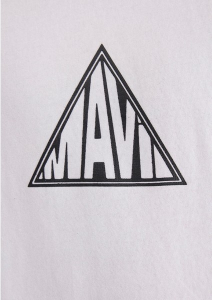 Mavi Baskılı Beyaz Tişört 0612524-620