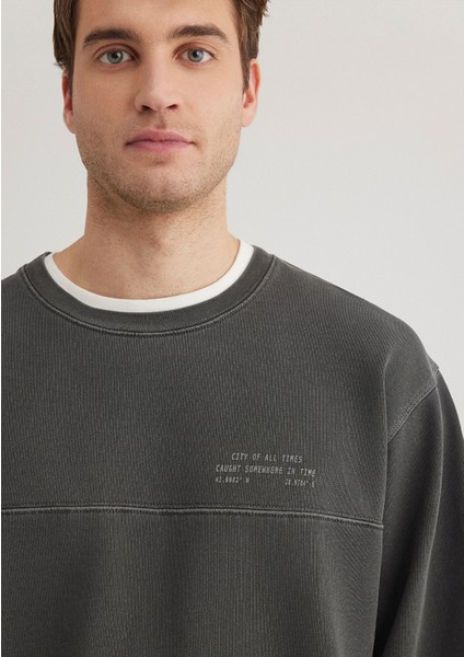 Bisiklet Yaka Antrasit Sweatshirt 0S10337-70092