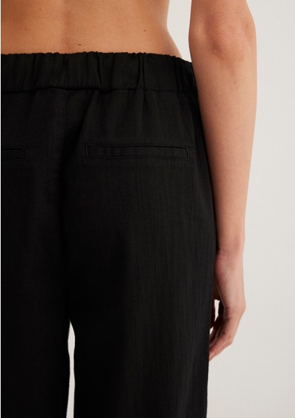 Beli Bağcıklı Siyah Pantolon 1010945-900