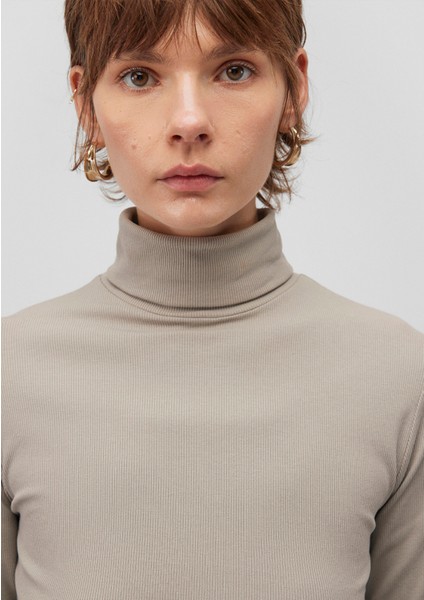 Boğazlı Gri Tişört 1612815-86585