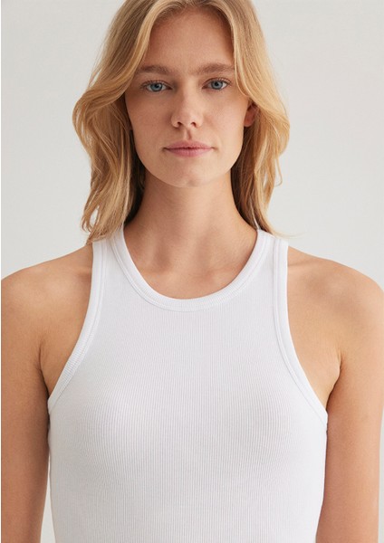 Halter Yaka Beyaz Basic Atlet 1612462-620