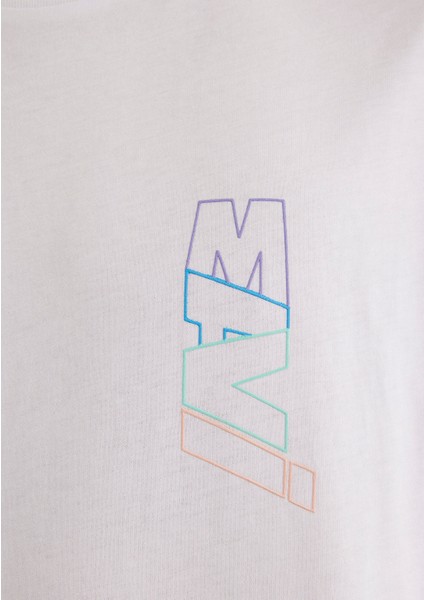 Mavi Logo Sırt Baskılı Beyaz Tişört 0612350-620