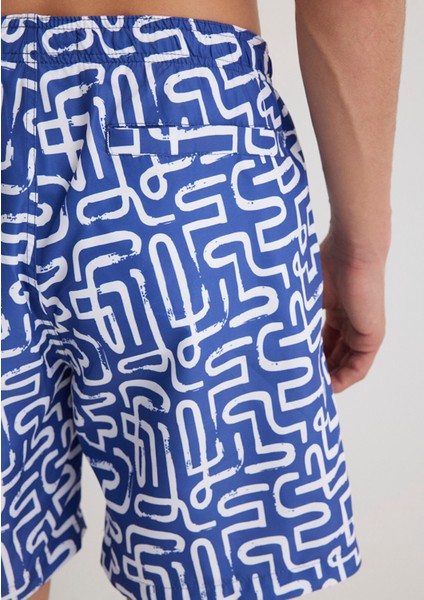 Baskılı Mavi Deniz Şortu 0911480-70758