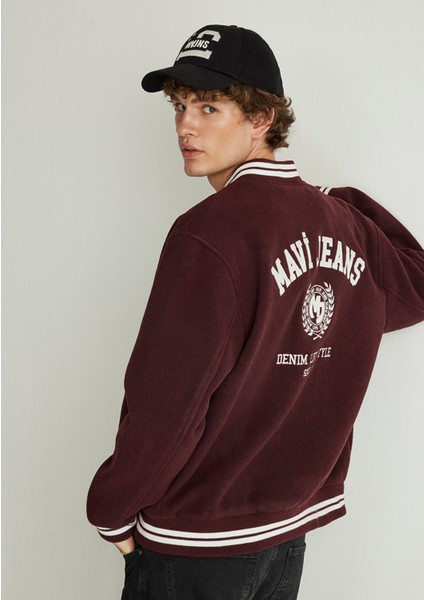 M İşlemeli Bordo Bomber Ceket 0110394-70434