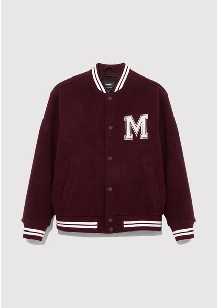 M İşlemeli Bordo Bomber Ceket 0110394-70434