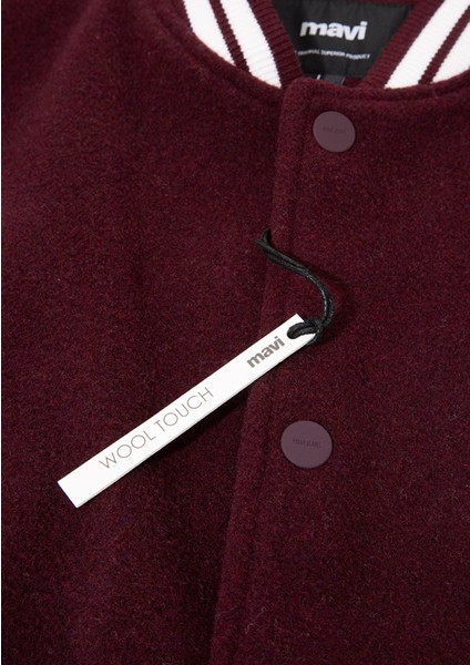 M İşlemeli Bordo Bomber Ceket 0110394-70434