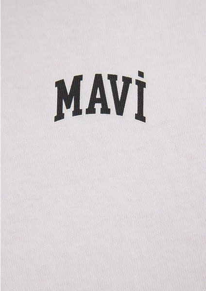 Mavi Logo Baskılı Beyaz Crop Tişört 1611585-620