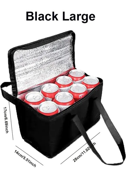 Taşınabilir Öğle Yemeği Soğutucu Çanta Katlanır Yalıtım Piknik Buz Paketi Gıda Termal Torba Içecek Taşıyıcı Yalıtımlı Torba Bira Teslimat Bagcolor: 132D-SIYAH Büyük (Yurt Dışından)