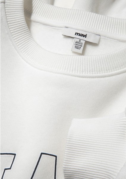 Mavi Logo Baskılı Beyaz Sweatshirt 1611192-70057