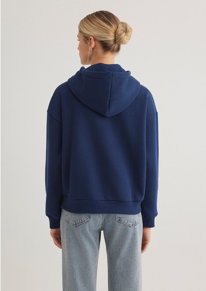 Mavi Logo Baskılı Kapüşonlu Lacivert Sweatshirt 168334-70488