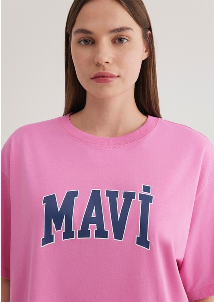 Mavi Logo Baskılı Pembe Tişört 1600843-71033