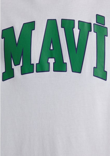 Mavi Logo Baskılı Beyaz Tişört 0611711-620