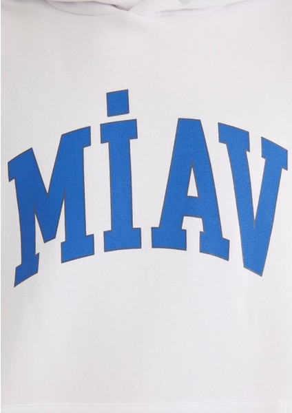 Miav Baskılı Kapüşonlu Beyaz Sweatshirt 0S10122-620