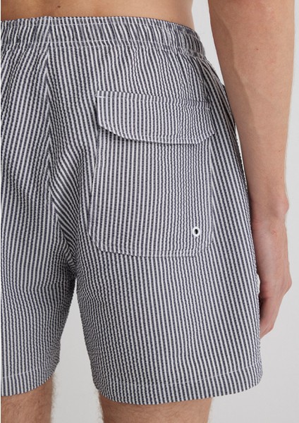 Çizgili Gri Kısa Deniz Şortu 0910235-70119