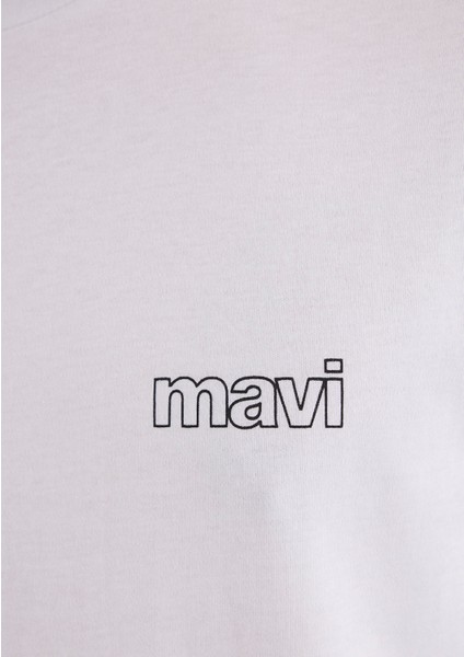 Mavi Logo Baskılı Beyaz Tişört 0610360-620