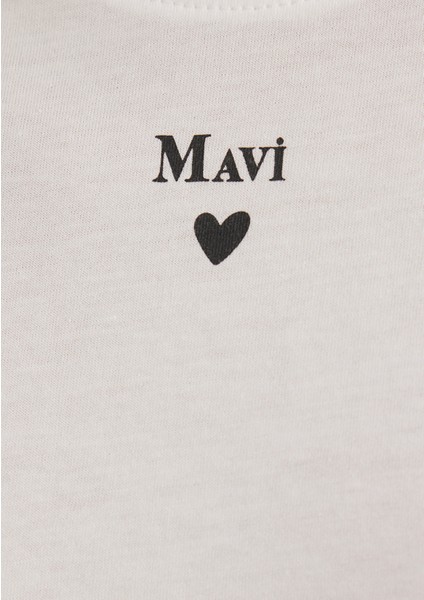 Mavi Logo Baskılı Beyaz Tişört 1601185-33389
