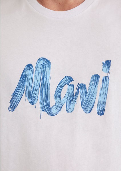 Mavi Logo Baskılı Beyaz Tişört 0611321-620