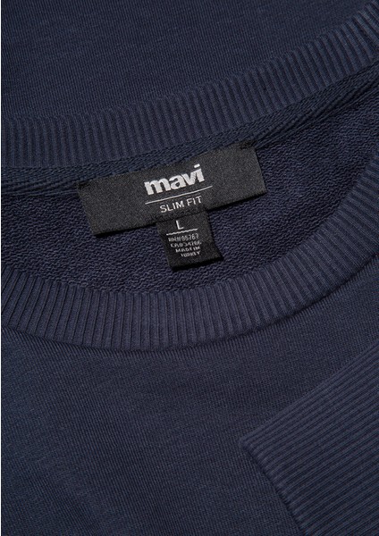 Bisiklet Yaka Lacivert Basic Sweatshirt 065751-29743