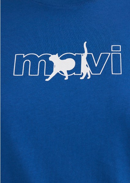 Mavi Kedi Logo Baskılı Mavi Tişört 1611478-32213