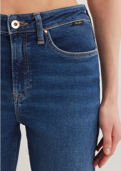 Cindy Gold Shape Koyu Mavi Jean Pantolon 100277-33687