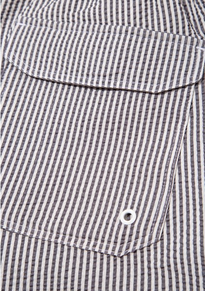 Çizgili Gri Kısa Deniz Şortu 0910235-70119