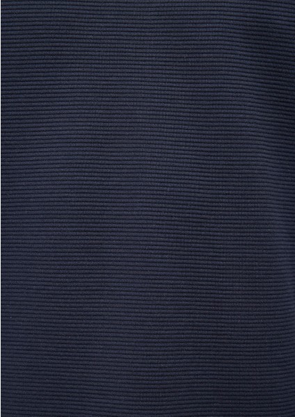 Uzun Kollu Dokulu Lacivert Tişört 064622-26828