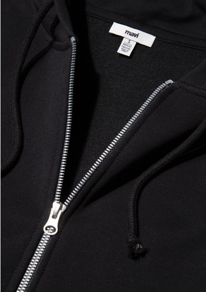 Kapüşonlu Fermuarlı Siyah Sweatshirt 1610221-900