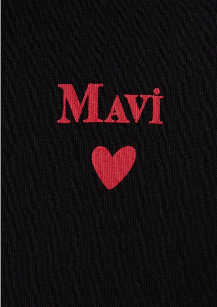 Mavi Logo Baskılı Siyah Tişört 1601185-900
