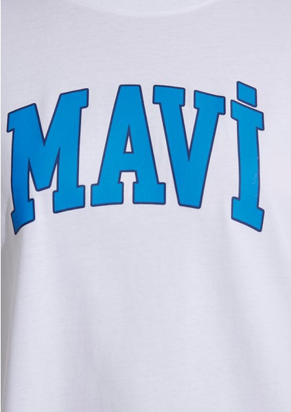 Mavi Logo Baskılı Beyaz Tişört 1600843-70000