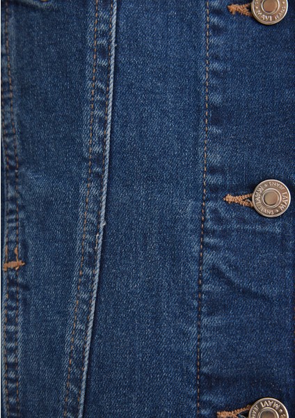 Daisy Casual Vintage Koyu Mavi Jean Ceket 1113632061