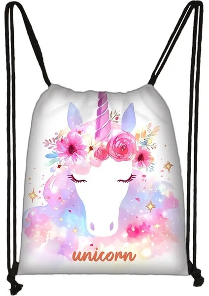 Renkli Unicorn Sırt Çantaları Karikatür Unicorn Erkek Kızlar Çekme Çantaları Çocuk Okul Sırt Çantası Kitap Çanta Ayakkabı Tutucu Okul Malzemeleri Renk: SKDDJS06FX (Yurt Dışından)