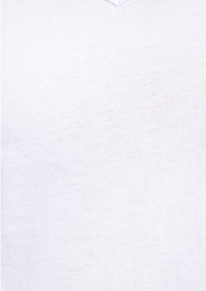 Dikiş Detaylı V Yaka Beyaz Tişört 062773-20843