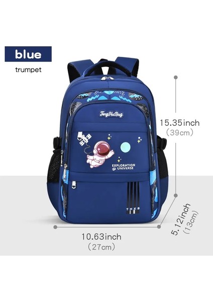 Ilkokul Öğrencileri Schoolbag Erkekler 1,2,3,4,5,6 Sınıflar 6-12 Yaşında Astronot Omuz Baglaptop Sırt Çantası Su Geçirmez Doyum: Lacivert Trompet (Yurt Dışından)
