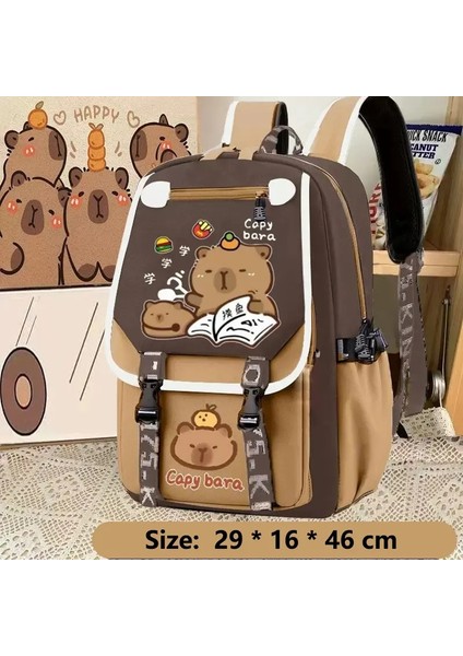 Kawaii Capya Omuz Çantası Büyük Kapasiteli Çizgi Film Gündelik Öğrenci Fermuar Okul Çantası Ayarlanabilir Omuz Askısı Sırt Çantası: A4 (Yurt Dışından)