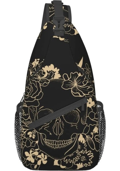 Crossbody Sırt Çantası Kafatası Mavi Ateş Sling Omuz Torbası Erkekler Için Kadınlar Dalı Ayarlanabilir Gym Çanta Bisiklet Seyahat Bir Beden Renk: Gri/boyut: 3.5X7.5X15.35IN (Yurt Dışından)