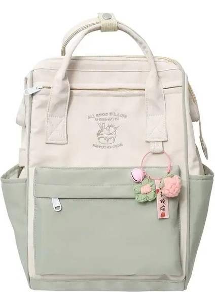 Büyük Kapasiteli Ortaokul Öğrenci Öğrenci Schoolbag Renk Eşleşmesi Basit Su Geçirmez Sırt Çantası Eğlence Seyahat Depolama Çantası Ююак Renk: Yeşil/boyut: Kolye Olmadan (Yurt Dışından)
