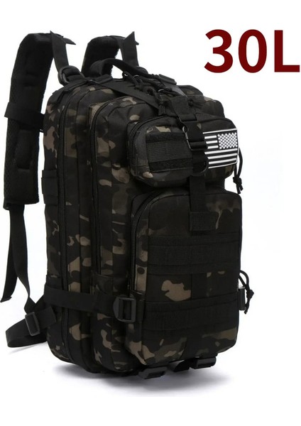 30L/50L 1000D Naylon Su Geçirmez Trekking Balıkçılık Av Çantası Sırt Çantası Açık Sırt Çantaları Taktik Spor Kampı Yürüyüş: Camoblack (30L) (Yurt Dışından)