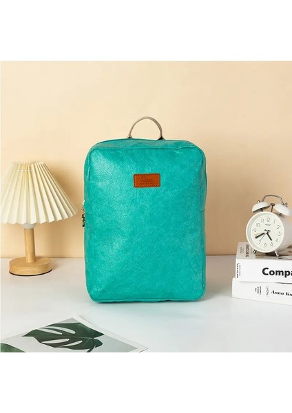 Su Yıkanmış Dupont Kağıt Erkekler ve Kadınlar Için Backpack Business Seyahat Tuvalet Depolama Çantası Ultra Hafif Genç Öğrenci Schoolbag Renk: Yeşil (Yurt Dışından)