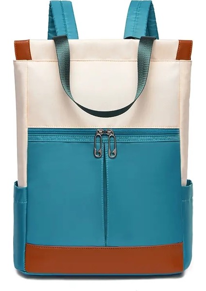 Oxford Su Kovucu Kadınlar Sırt Çantası Büyük Kapasiteli Okul Kız Dizüstü Bilgisayar Kitapları Omuz Çantaları Kontrast Renk Kadın Seyahat Çantası Renk: Açık Mavi Beyaz (Yurt Dışından)