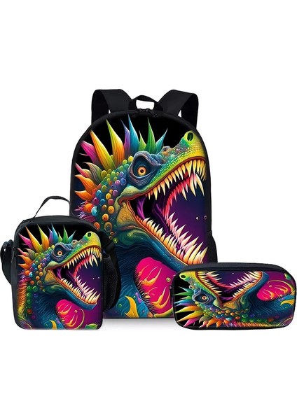 Karikatür Hayvan Dinozor Üç Parçalı Set Sırt Çantaları Erkek ve Kızlar Için En Iyi Hediyeler 3D Karikatür Okul Sırt Çantası Childrencolor Için: 10 (Yurt Dışından)
