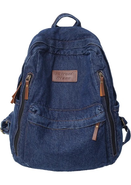 Okul Trend Öğrenci Kot Pantolon Çantası Çok Kapasiteli Sırt Çantası Mochila De Escola Feminina 2023 Color: Koyu Mavi Için Denim Moda Sırt Çantaları (Yurt Dışından)