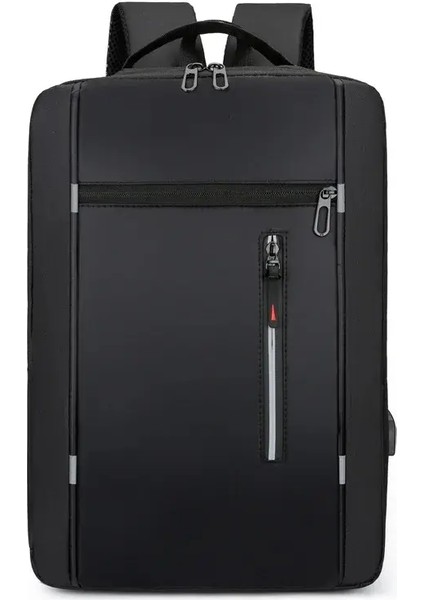 Su Geçirmez Oxford Dizüstü Bilgisayar Erkekler Için Sırt Çantası 15.6 Inç USB Şarj Işletme Seyahat Okulu Sırt Çantası Yüksek Kapasite: Siyah (Yurt Dışından)