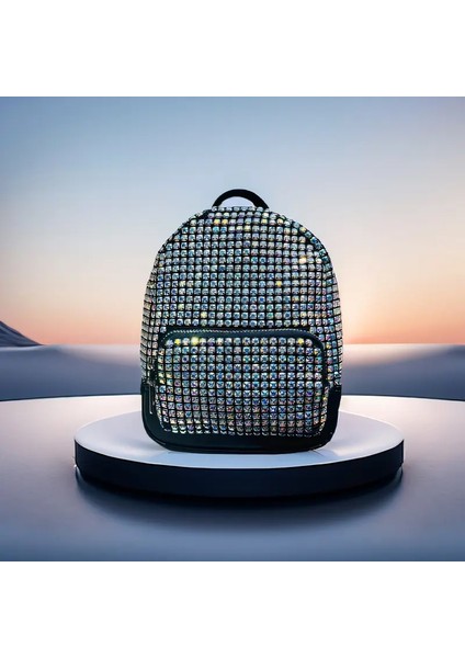 Jiomay Moda Mini Sırt Çantası Lüks Marka Tasarımcı Çanta Hafif Deri Sırt Çantası Kişilik Rhinestone Sırt Çantası Renk: Multi (Yurt Dışından)